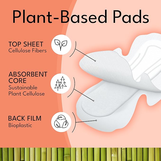 Sparkle Bamboo Maxi Pads | Plant-Based Feminine Hygiene Pads for Women | Super Soft & Leak-Proof with Wings | USDA Certified Biobased, Chlorine-Free, Hypoallergenic Protection | Super, 40 Count